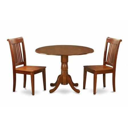 East West Furniture Dublin round table with two 9inch drop leaves. Dublin kitchen table & two chairs are crafted from th DLPO3-SBR-W